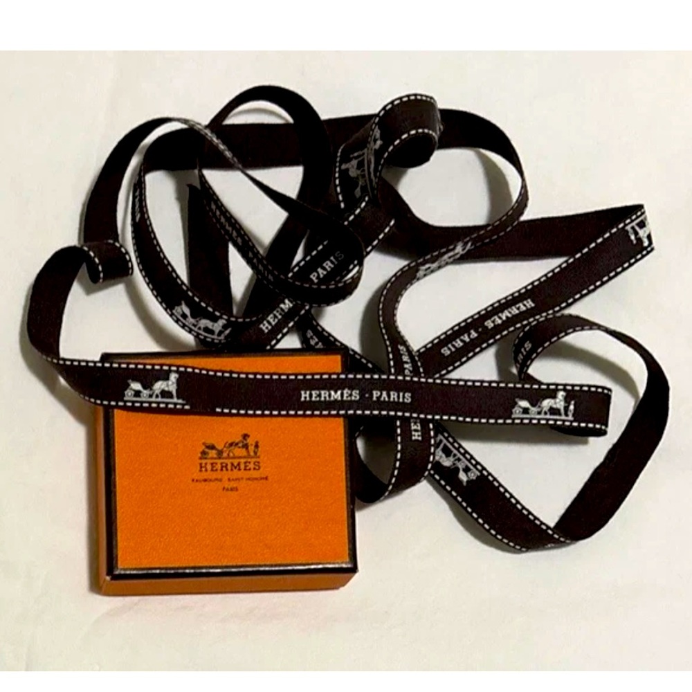 HERMES- BOX AND RIBBON PARIS SIGNATURE RIBBON 69" LENGTH